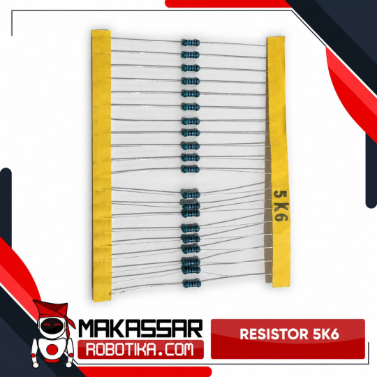 Resistor 5K6 Ohm 1/4W 0.25W Metal Film 1% 5 Gelang – Resistor 5.6KΩ