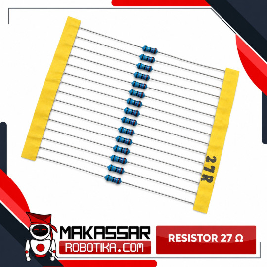 Resistor 27 Ohm 27R 1/4 Watt 0.25W Metal Film 1% 5 Gelang – Resistor Axial THT Elektronika