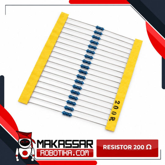 Resistor 200 Ohm (200R) 1/4 Watt 0.25W Metal Film 5 Gelang Toleransi 1% – Resistor Elektronika THT