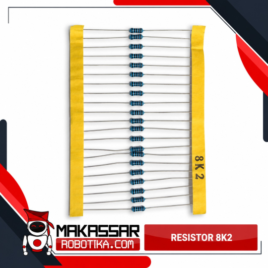 Resistor Metal Film 8K2 8.2K Ohm 8200R 1/4 Watt 0.25W Toleransi 1% 5 Gelang