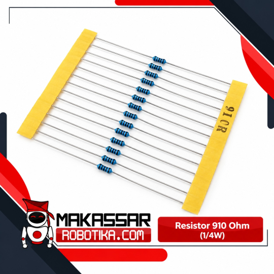 Resistor Metal Film 910 Ohm 910R 1/4 Watt 0.25W Toleransi 1% 5 Gelang