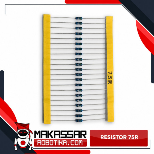 Resistor Metal Film 75 Ohm 75R 1/4 Watt 0.25W Toleransi 1% 5 Gelang