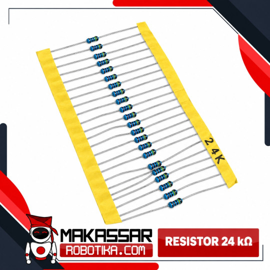 Resistor 24K Ohm 24kΩ 1/4 Watt 0.25W Metal Film 5 Gelang Toleransi 1% – Resistor 24000 Ohm