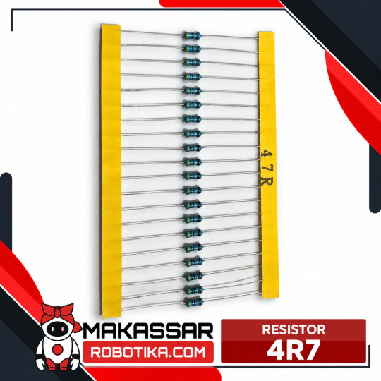 Resistor 4R7 4.7 Ohm 1/4W 0.25W Metal Film 1% 5 Gelang – Resistor Elektronika