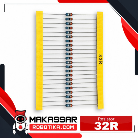 Resistor 32R 32 Ohm Metal Film 1/4 Watt 0.25W Toleransi 1% 5 Gelang Warna