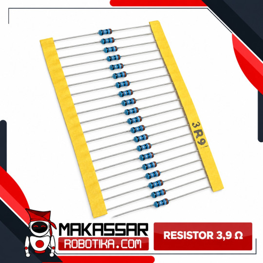 Resistor 3R9 3.9 Ohm Metal Film 1/4W 0.25W 1% 5 Gelang Axial Through Hole