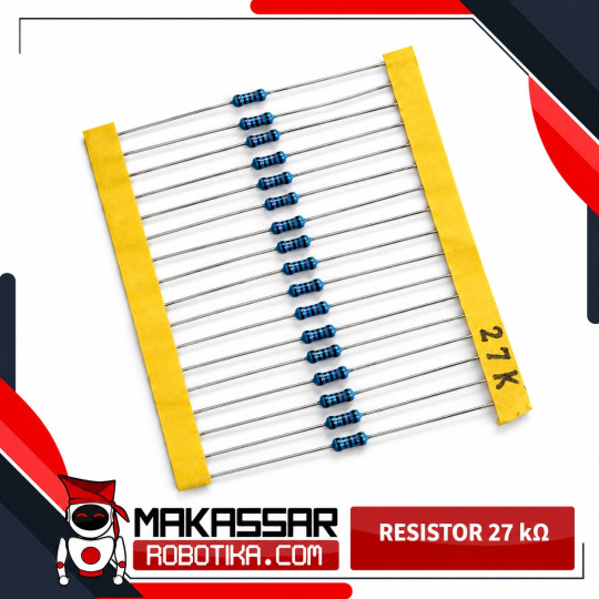 Resistor 27K Ohm 27KΩ 27000 Ohm Metal Film 1/4W 0.25W Toleransi 1% 5 Gelang