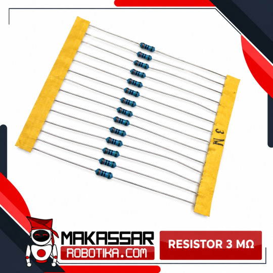 Resistor 3M 3 Mega Ohm 3MΩ Metal Film 1/4 Watt 0.25W Toleransi 1% 5 Gelang