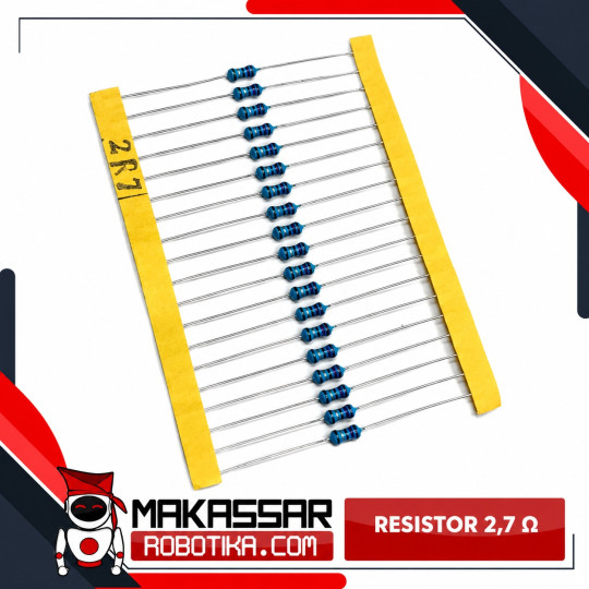 Resistor 2R7 2,7 Ohm 1/4 Watt 0.25W ±1% Metal Film 5 Gelang – Resistor Axial THT