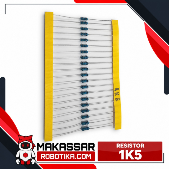 Resistor 1K5 1.5K Ohm 1500 Ohm 1/4W 0.25W Metal Film 1% 5 Gelang – Resistor Elektronika
