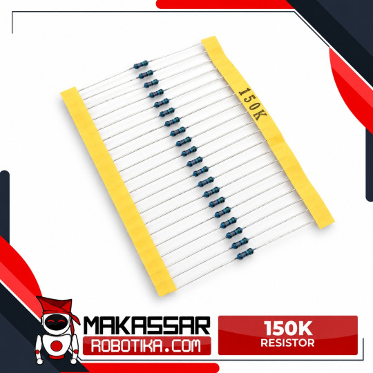 Resistor 150K Ohm (150KΩ) 1/4 Watt 0.25W Metal Film 1% 5 Gelang – Resistor Presisi