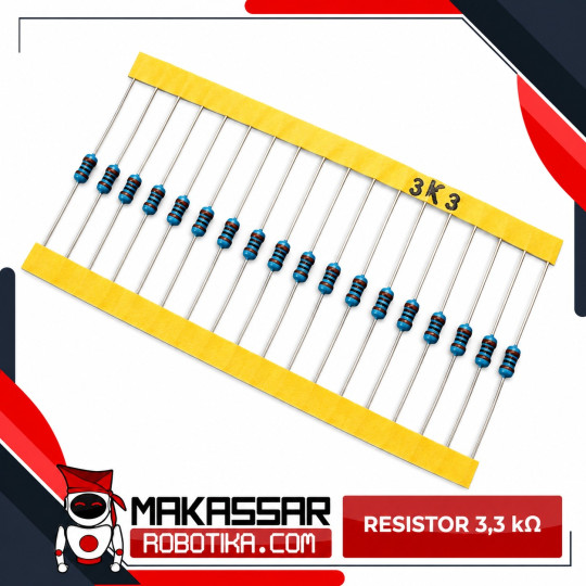 Resistor 3K3 3.3K Ohm 3300Ω Metal Film 1/4 Watt 0.25W 1% 5 Gelang – Resistor Axial THT
