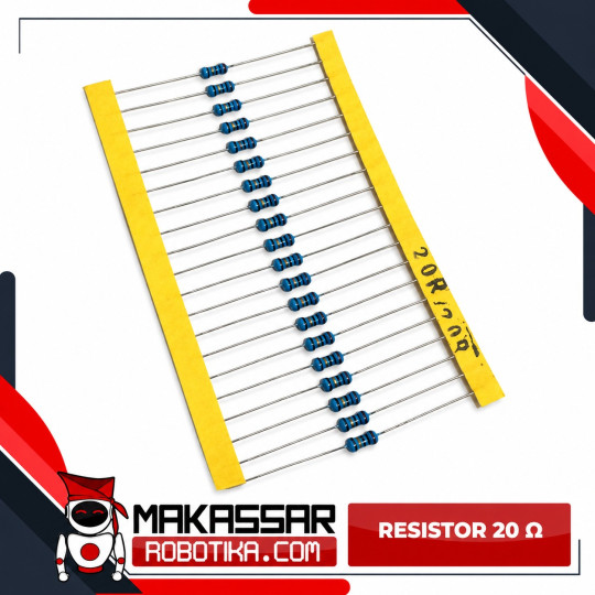 Resistor 20R 20 Ohm Metal Film 1/4 Watt 0.25W Toleransi 1% 5 Gelang