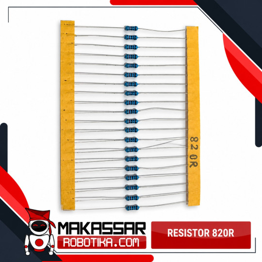 Resistor Metal Film 820 Ohm 820R 1/4 Watt 0.25W Toleransi 1% 5 Gelang