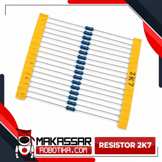Resistor 2K7 2.7K Ohm 2700Ω Metal Film 1/4 Watt 0.25W Toleransi 1% 5 Gelang