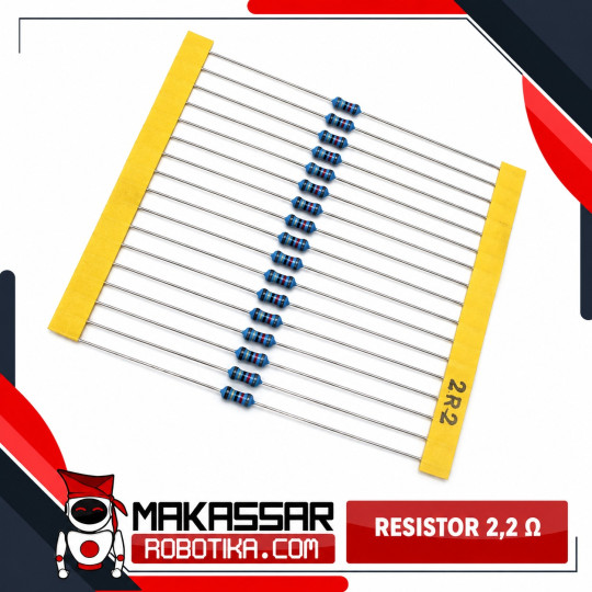 Resistor 2R2 2,2 Ohm Metal Film 1/4 Watt 0.25W Toleransi 1% 5 Gelang