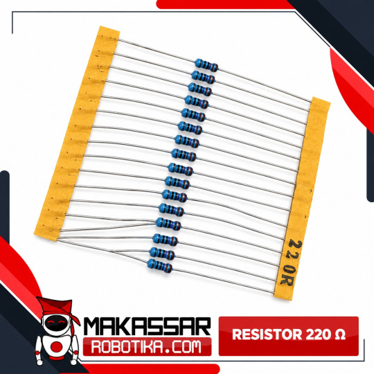 Resistor 220 Ohm (220R) 1/4 Watt 0.25W Metal Film 5 Gelang Toleransi 1% – Resistor Elektronika THT